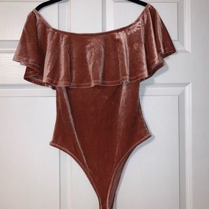 Forever 21 velvet off shoulder leotard